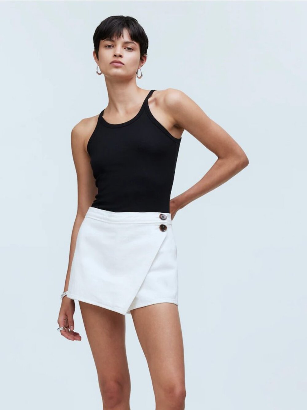 Madewell Denim Wrap Mini Skort Vintage Canvas Cream Size 33